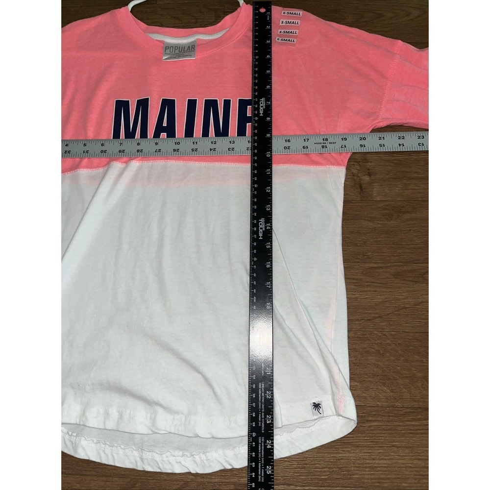 Maine Women's Baseball Style Shirt XS Pink White Beach Pool Athletic Oversized - Picture 5 of 5